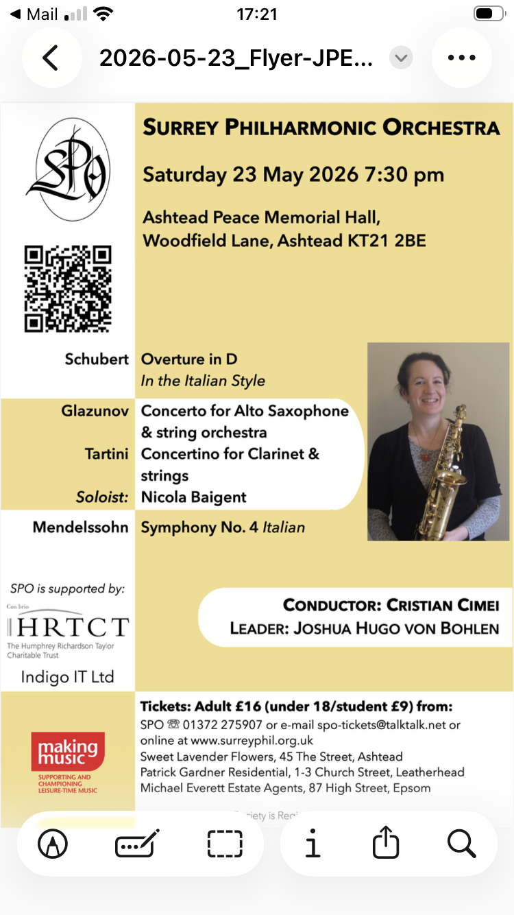Surrey Philharmonic Orchestra Concert 23 May 2026