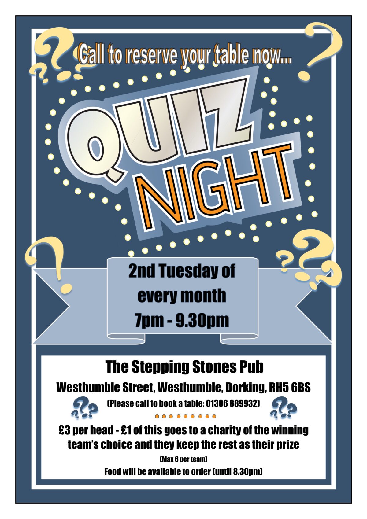 Charity QUIZ NIGHT at THE STEPS